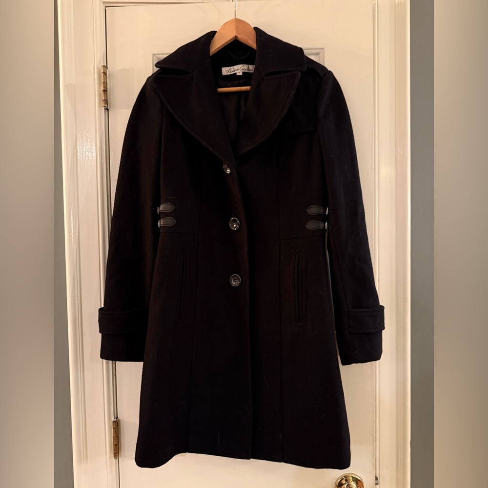 Kenneth Cole New York Black Wool Trench Coat